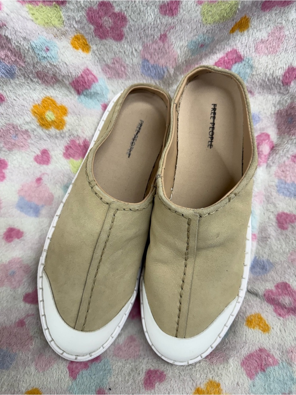 Free People Tan Slip-On Clog Sneakers